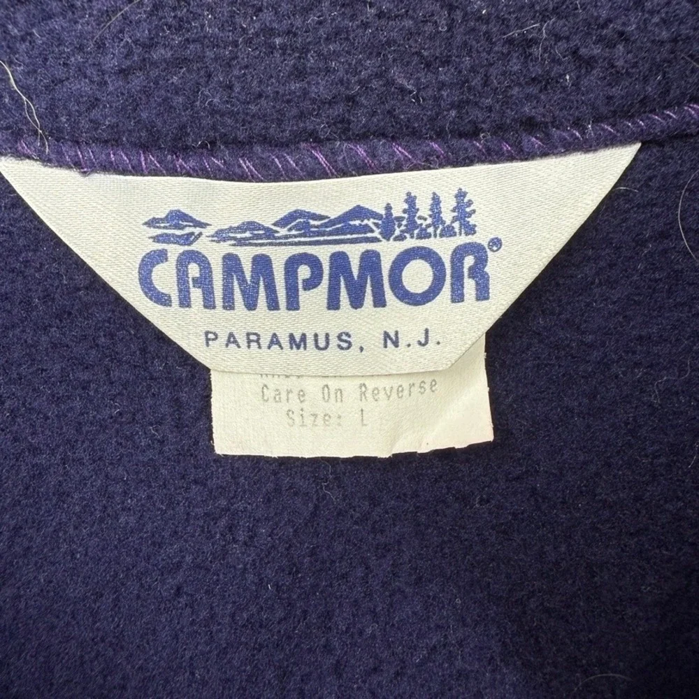 Vintage Campmor Fleece Vest Mens Large Purple Aztec Trim Full Zip Gorpcore - Picture 3 of 10